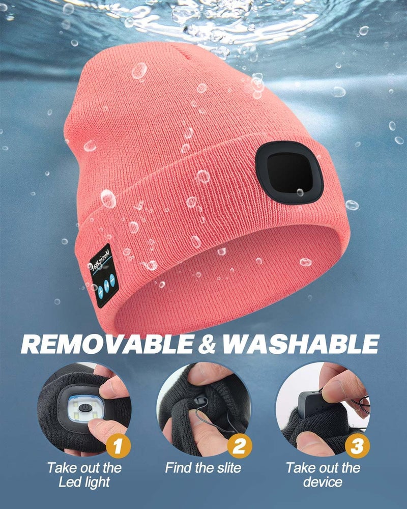 MOXTOYU Bluetooth Beanie with Light, USB Rechargeable LED Headlamp Winter Hat, Christmas Stocking Stuffers Gifts for Men Women - Image 4